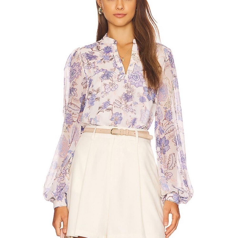 HEMANT AND NANDITA Boho Top in Iris & White Size XS